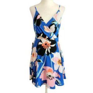 NEW Women's Express Blue Floral Fit and Flare Mini Strapless Dress Size XS NWT